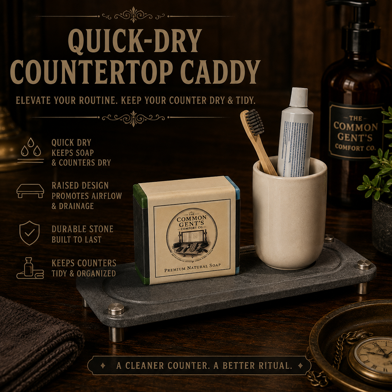 Quick-Dry Stone Countertop Caddy