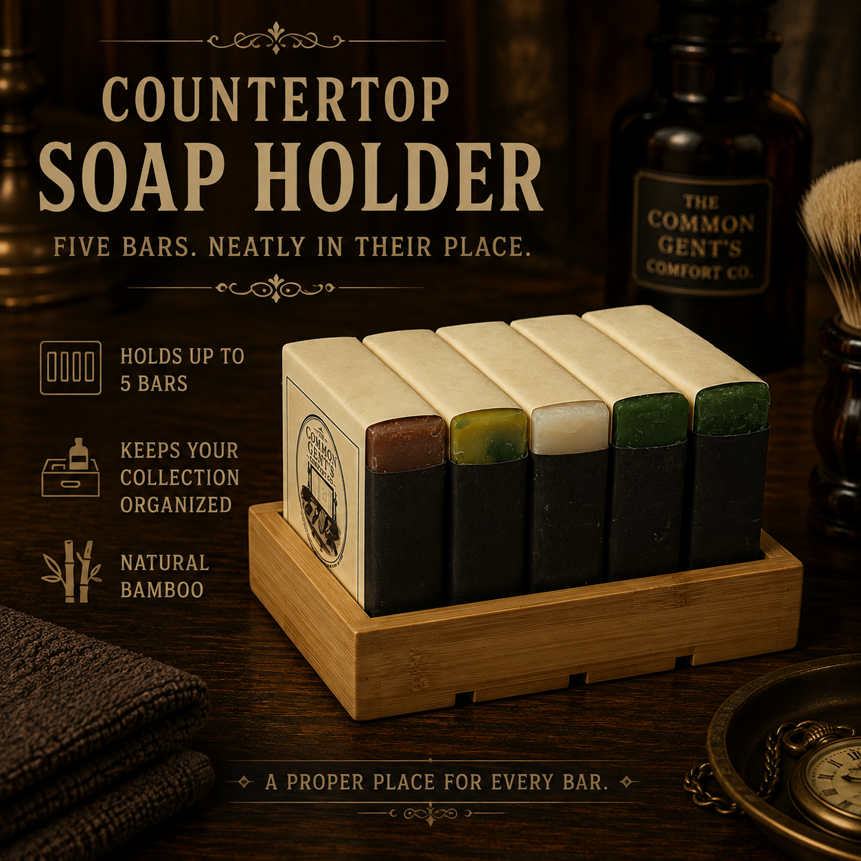 Bamboo Countertop Soap Holder
